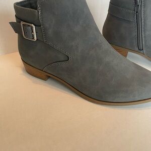St. John's Bay Gray Nubuck Ankle Boots with Side Buckle